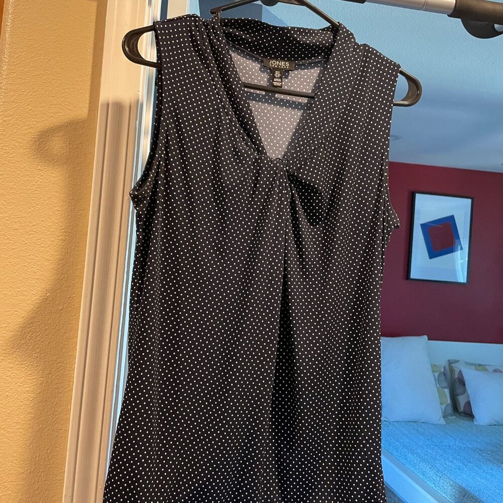 Blue Polkadot Sleeveless Top - Jones New York